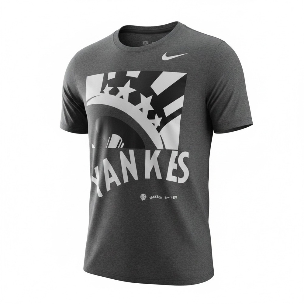 Nike New York Yankees Cooperstown Collection Grey Graphic T-Shirt Mens Medium